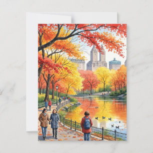 Carte Postale Promenade D'Automne Dans Le Parc