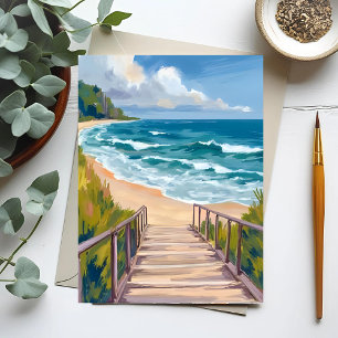 Carte Postale Promenade de l'Océan   Vagues de Plage Côtière