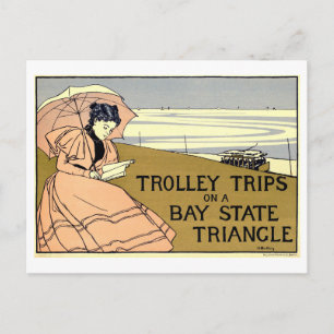 Carte Postale Promenades en tramway vintage sur le triangle de B