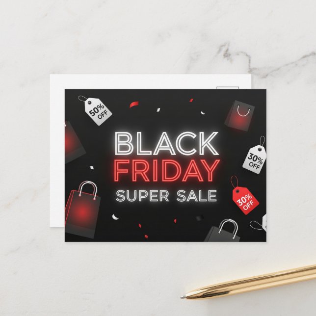 Carte postale promotionnelle Black Friday (Devant/Arrière en situation)