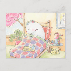 Carte Postale prompt rétablissement ours polaire lapin aquarelle