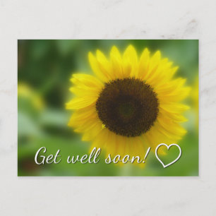 Carte Postale Prompt rétablissement : Tournesol lumineux et joye