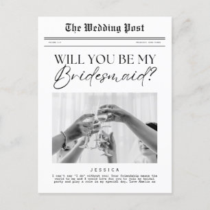 Carte Postale Proposition Bridesmaid, journal personnalisable
