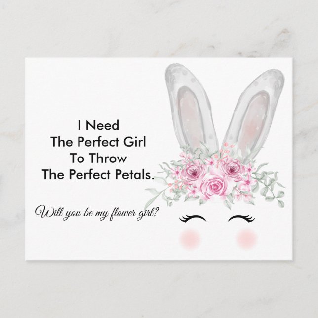 Carte Postale Proposition Chic Bunny Mariage Flower Girl (Devant)