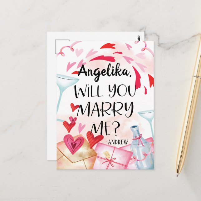 Carte Postale Proposition de marriage | You Marry Me ? Custom (Devant/Arrière en situation)