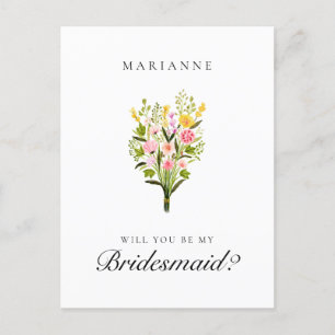 Carte Postale Proposition Élégante d'une servante d'État florale