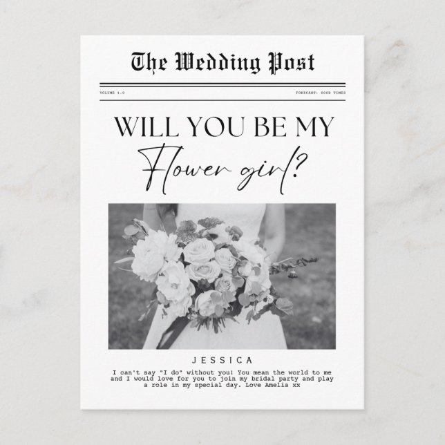 Carte Postale Proposition Flower Girl, journal personnalisé (Devant)