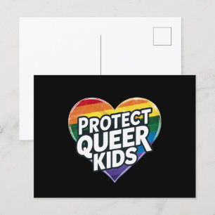 Carte Postale Protéger les enfants queer Rainbow Heart LGBT Prid