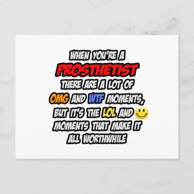 Carte Postale Prothétiste.. OMG WTF LOL (Devant)