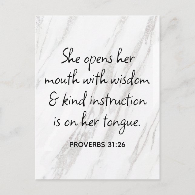 Carte Postale Proverbes 31:26 Bible Verse Marble Glam (Devant)