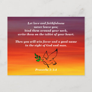 Carte Postale Proverbes 3:3-4 Amour & Fidélité Mémorisation de l