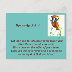 Carte Postale Proverbes 3:3-4 Bible Verset Memory Card