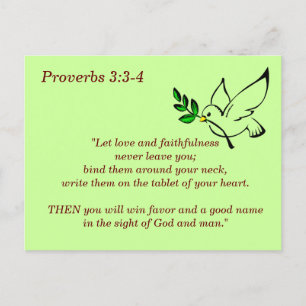 Carte Postale Proverbes 3:3-4 Fidélité Verset Biblique à Mémoris