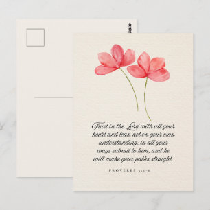 Carte Postale Proverbes 3:5–6 Faire confiance au Seigneur Floral