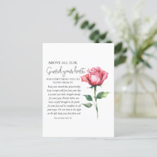 Carte Postale Proverbes 4:23-27 Gardez votre coeur Écriture Fleu