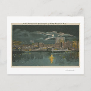 Carte Postale Providence, RI - Vue nocturne de la ville et du fr