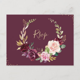 Carte Postale prune, pourpre et pêche couronne florale RSVP Cart