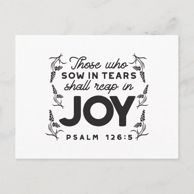 Carte Postale Psalm 126:5 Scripture Typography – Reap in Joy (Devant)