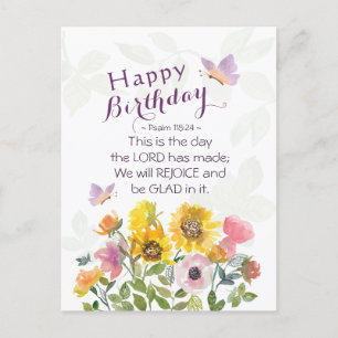 Carte Postale Psaume 118:24 C'est le jour Fleurs d'anniversaire