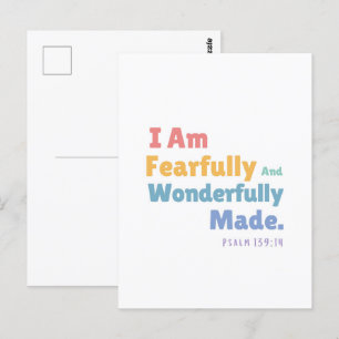 Carte Postale Psaume 139:14 Enfants Bible Verse Christian Nurser