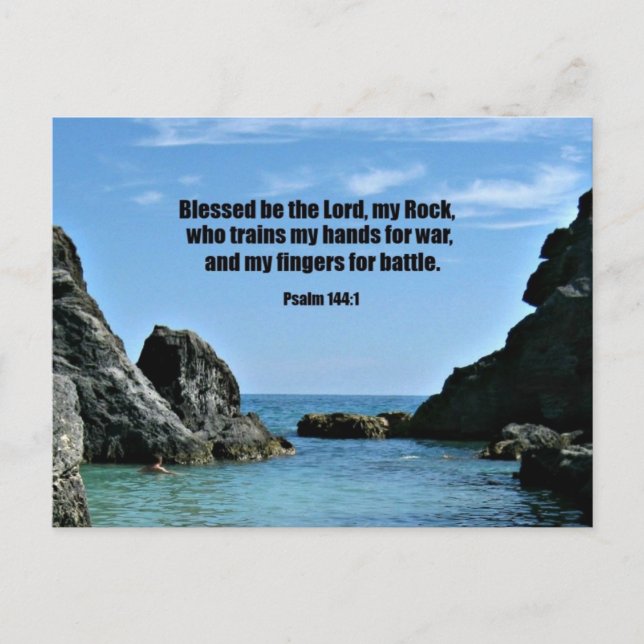 Carte Postale Psaume 144:1 Béni soit le Seigneur, mon rocher... (Devant)