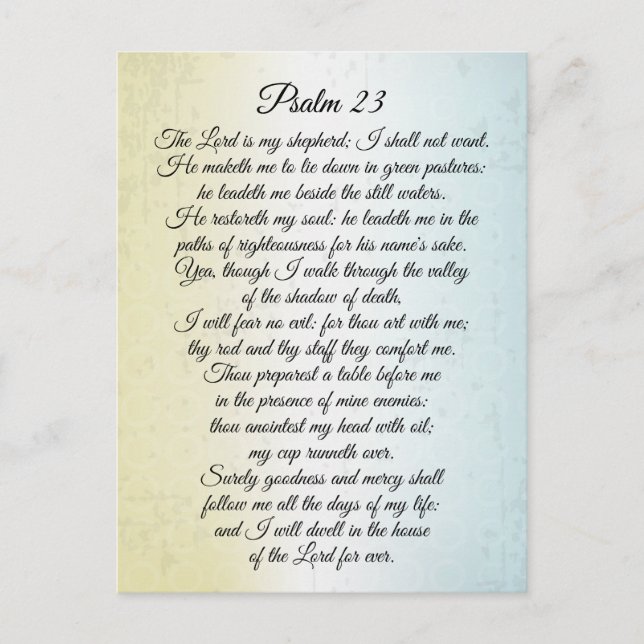 Carte Postale Psaume 23 L'Éternel est mon Berger, Bible Verse (Devant)