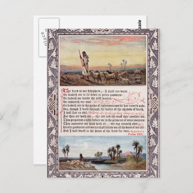 Carte Postale Psaume 23 Vintage (Devant / Derrière)