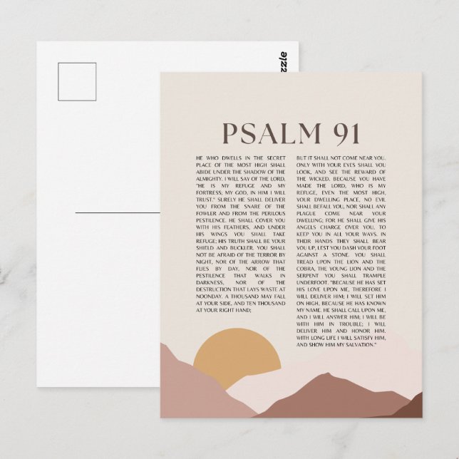 Carte Postale Psaume 91 NKJV Bible Verse (Devant / Derrière)