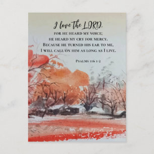 Carte Postale Psaumes 116 1-2 J'aime la Bible Verse de l'Éternel