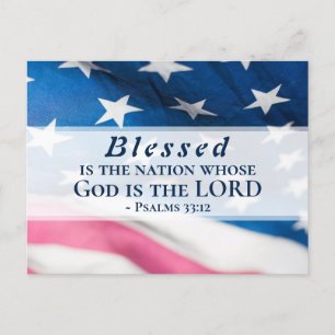 Carte Postale Psaumes 33:12 Bienheureuse est la Nation Drapeau U
