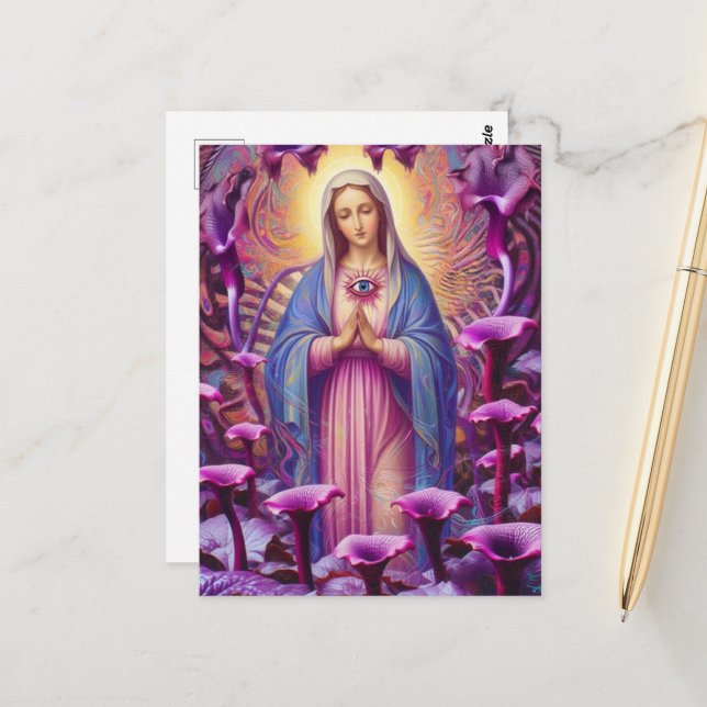 Carte Postale  psychedelic Protection From Evil Mary (Devant/Arrière en situation)