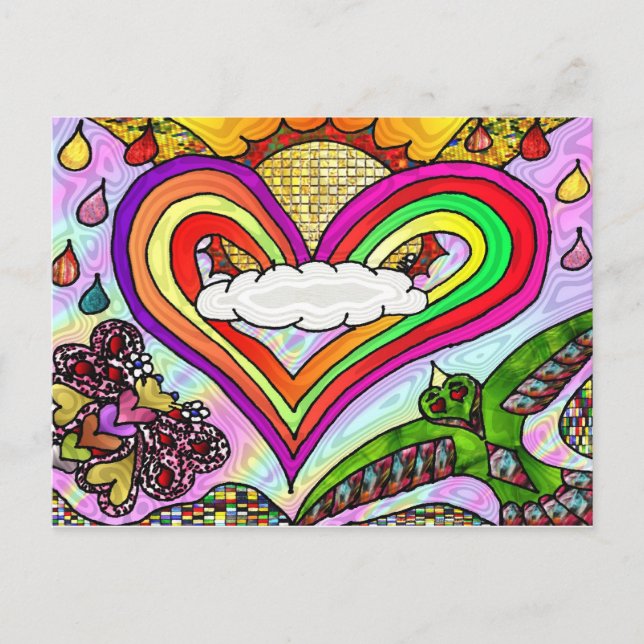 Carte Postale Psychédélic Rainbow Heart (Devant)