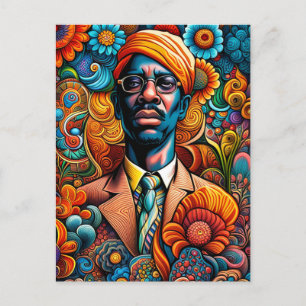 Carte Postale Psychedelica Abstrait Africain Américain Homme