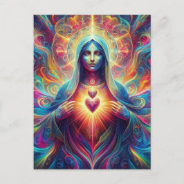 Carte Postale Psychédélique Coeur sacré de Marie