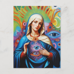 Carte Postale Psychédélique Sacrée Protection des yeux Marie