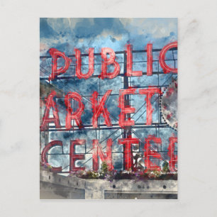 Carte Postale Public Market Center à Seattle Washington