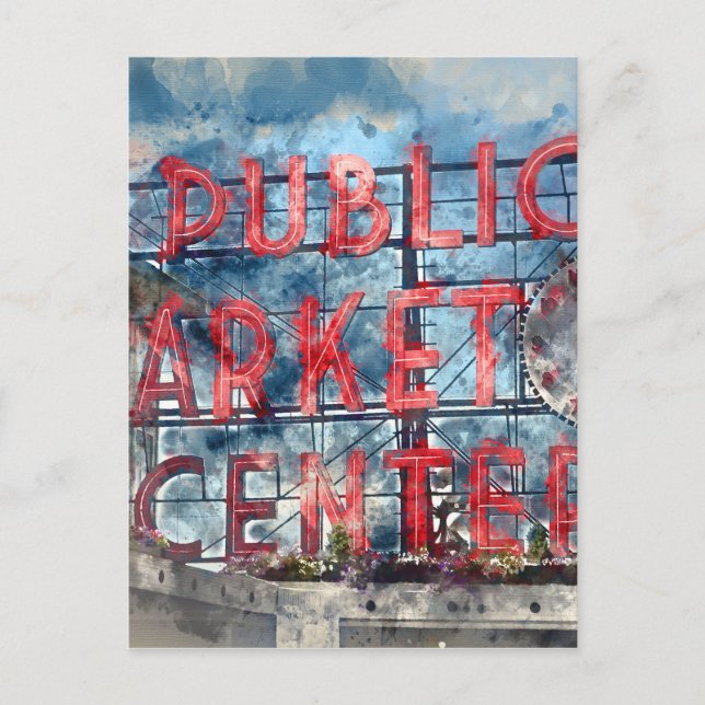 Carte Postale Public Market Center à Seattle Washington (Devant)