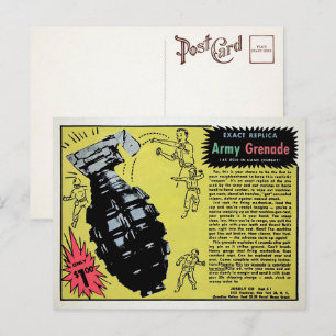 Carte postale publicitaire de grenade jouet vintag