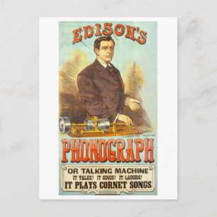 Carte Postale Publicité ancienne pour le phonographe d'Edison