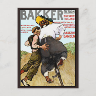 Carte postale : Publicité ancienne pour pneus de v