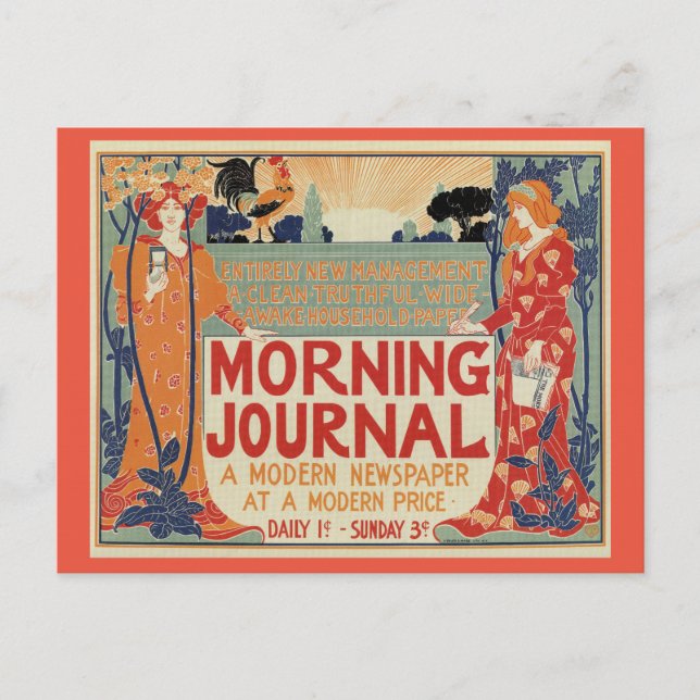 Carte Postale Publicité de journal art nouveau américain (Devant)