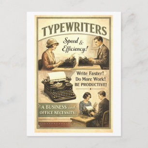Carte Postale Publicité de machine à écrire de style vintage