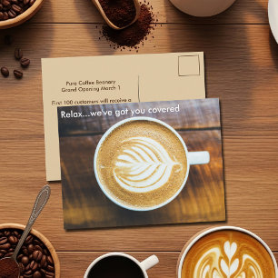 Carte Postale Publicité personnalisée en latte de la boutique de