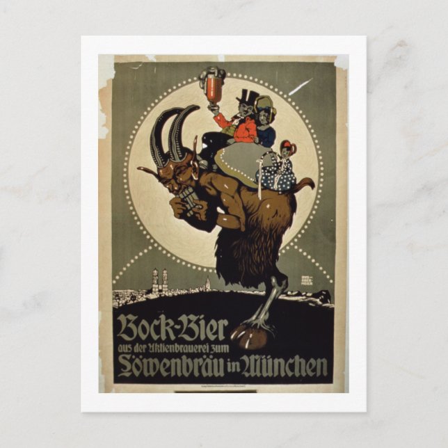 Carte Postale Publicité pour 'Bock Beer de Lowenbrau Brewer (Devant)