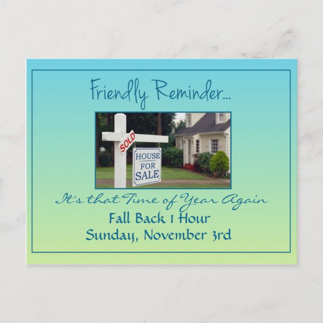 Carte Postale Publicité pour le changement d'heure d'été dans l' (Devant)