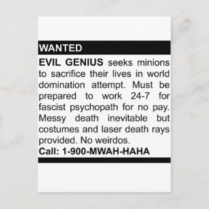 Carte Postale Publicité pour le génie du mal