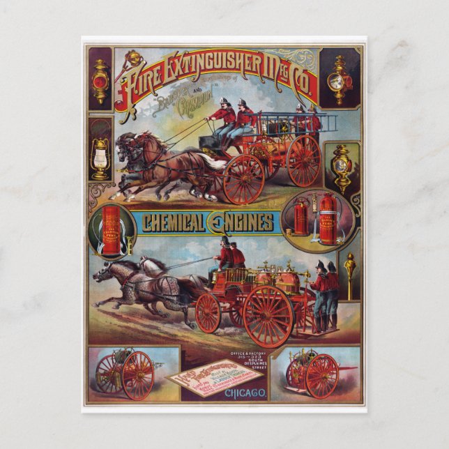 Carte Postale Publicité vintage d'extincteur (Devant)