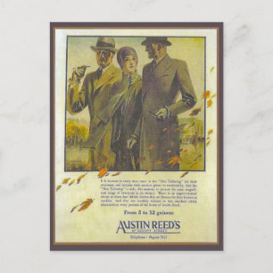Carte Postale Publicité vintage replica, Austin Reed, manteaux