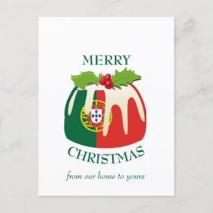 Carte Postale Pudding festif avec DRAPEAU PORTUGAL Noël