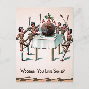 Carte Postale Pudding vintage de poupée en bois victorien